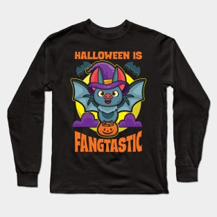 Cute Halloween Bat Halloween Is Fangtastic Long Sleeve T-Shirt